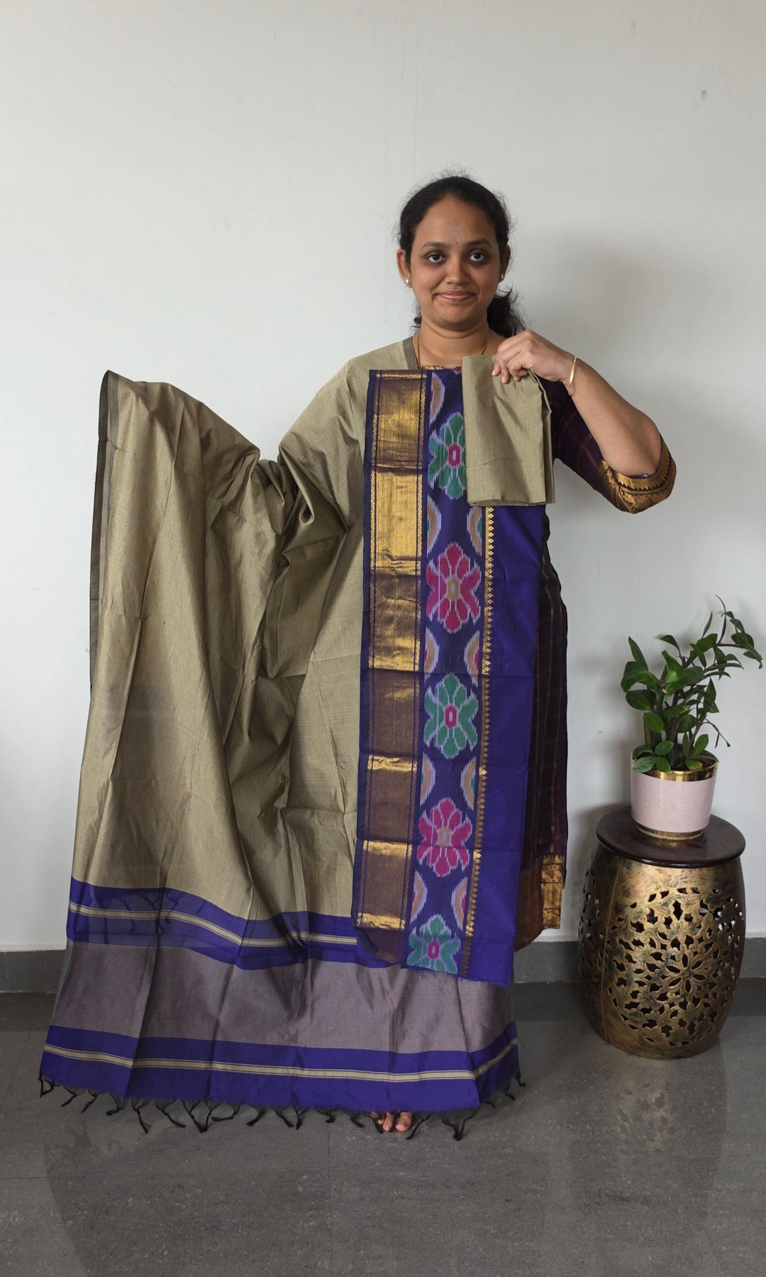 Pochampally sico silk set with zari border-SZ541