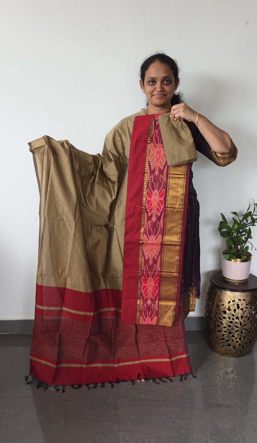 Pochampally sico silk set with zari border-SZ540