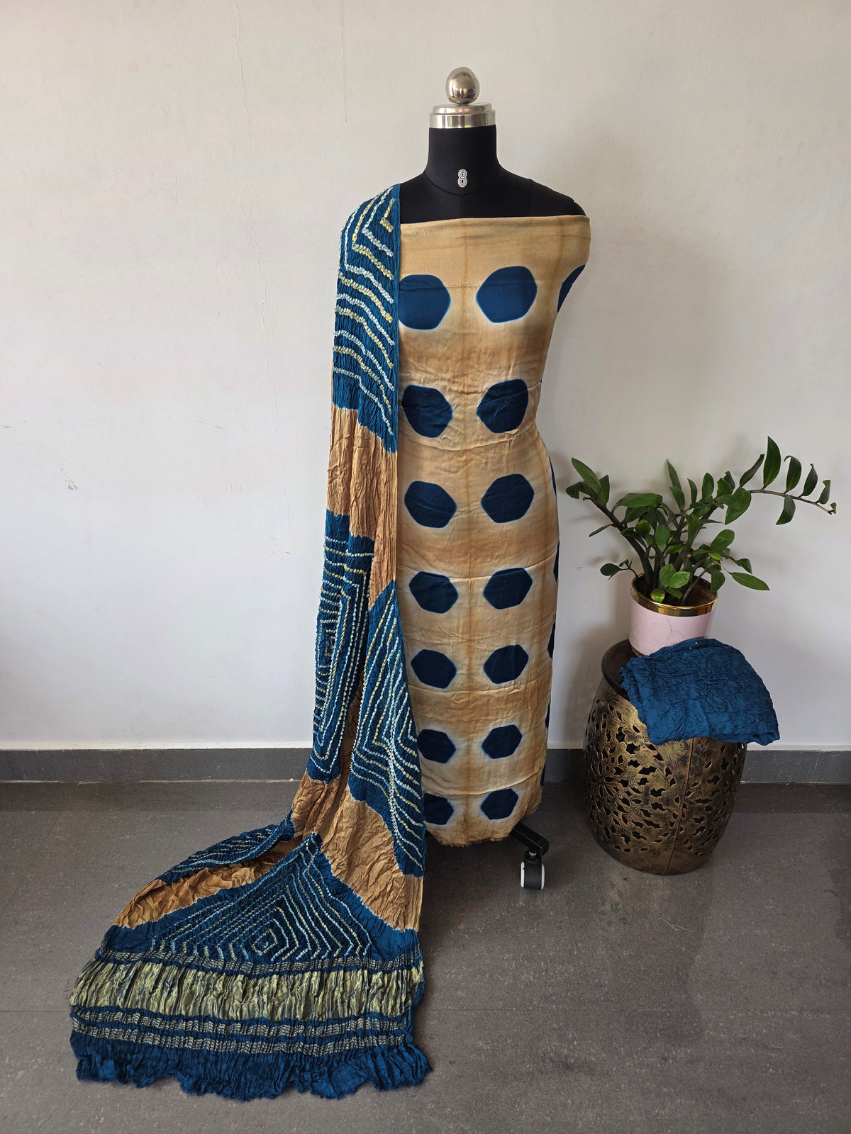 Handcrafted clap-dyed bandhani modal salwar set -BN214