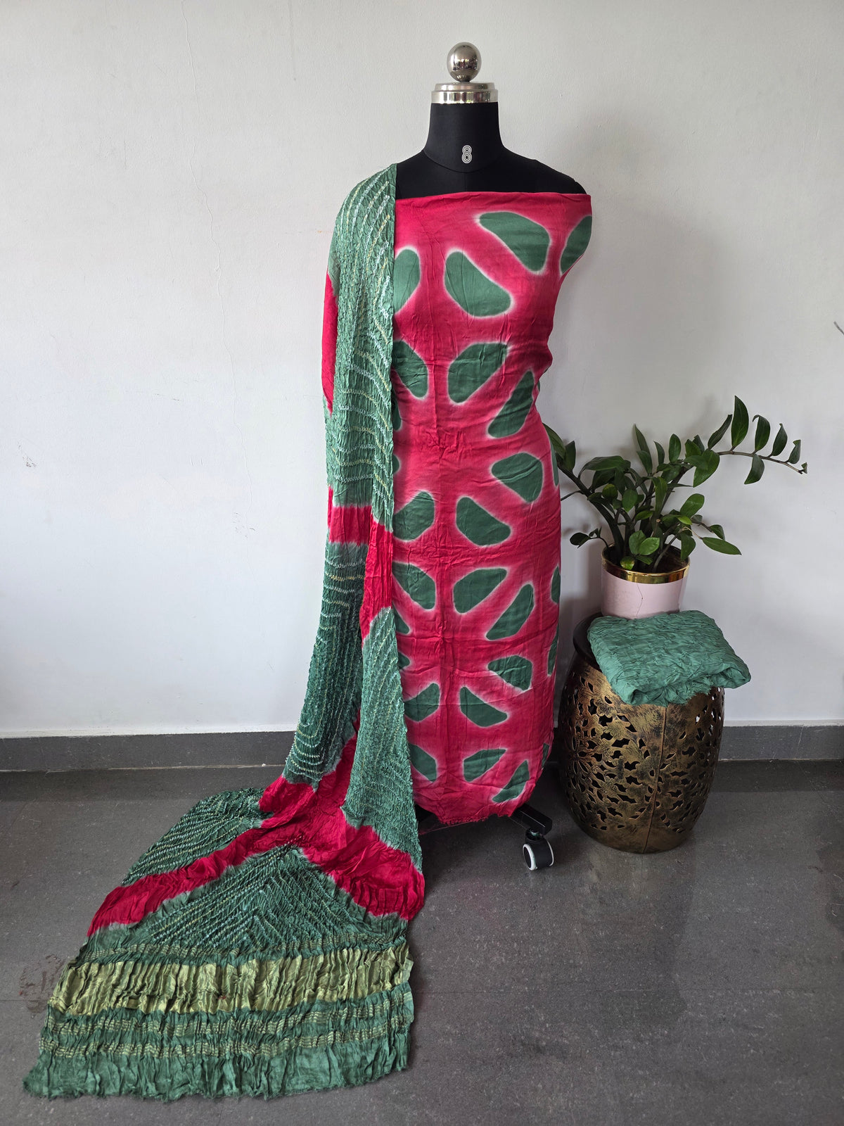 Handcrafted clap-dyed bandhani modal salwar set -BN216