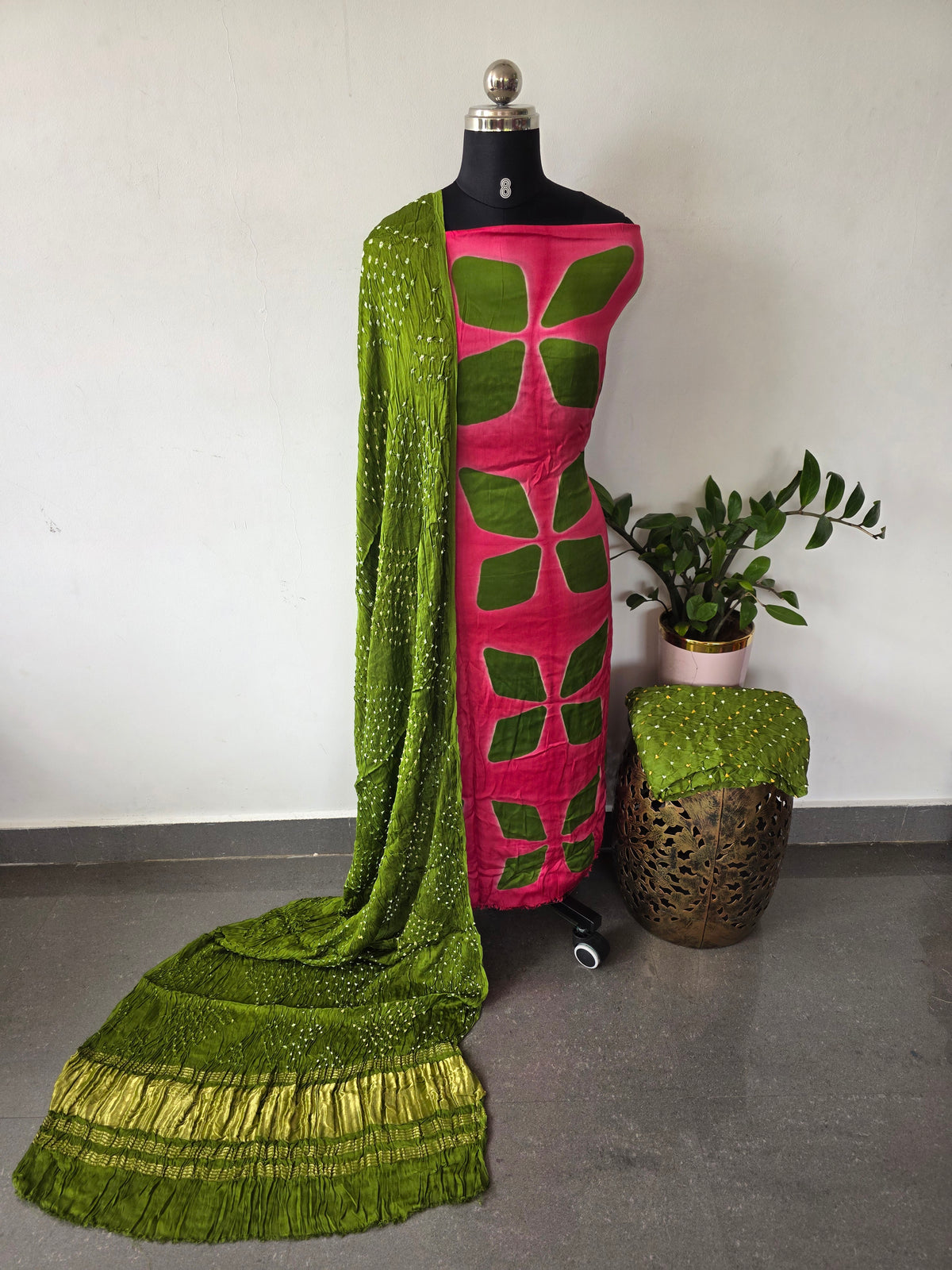 Handcrafted clap-dyed bandhani modal salwar set -BN211