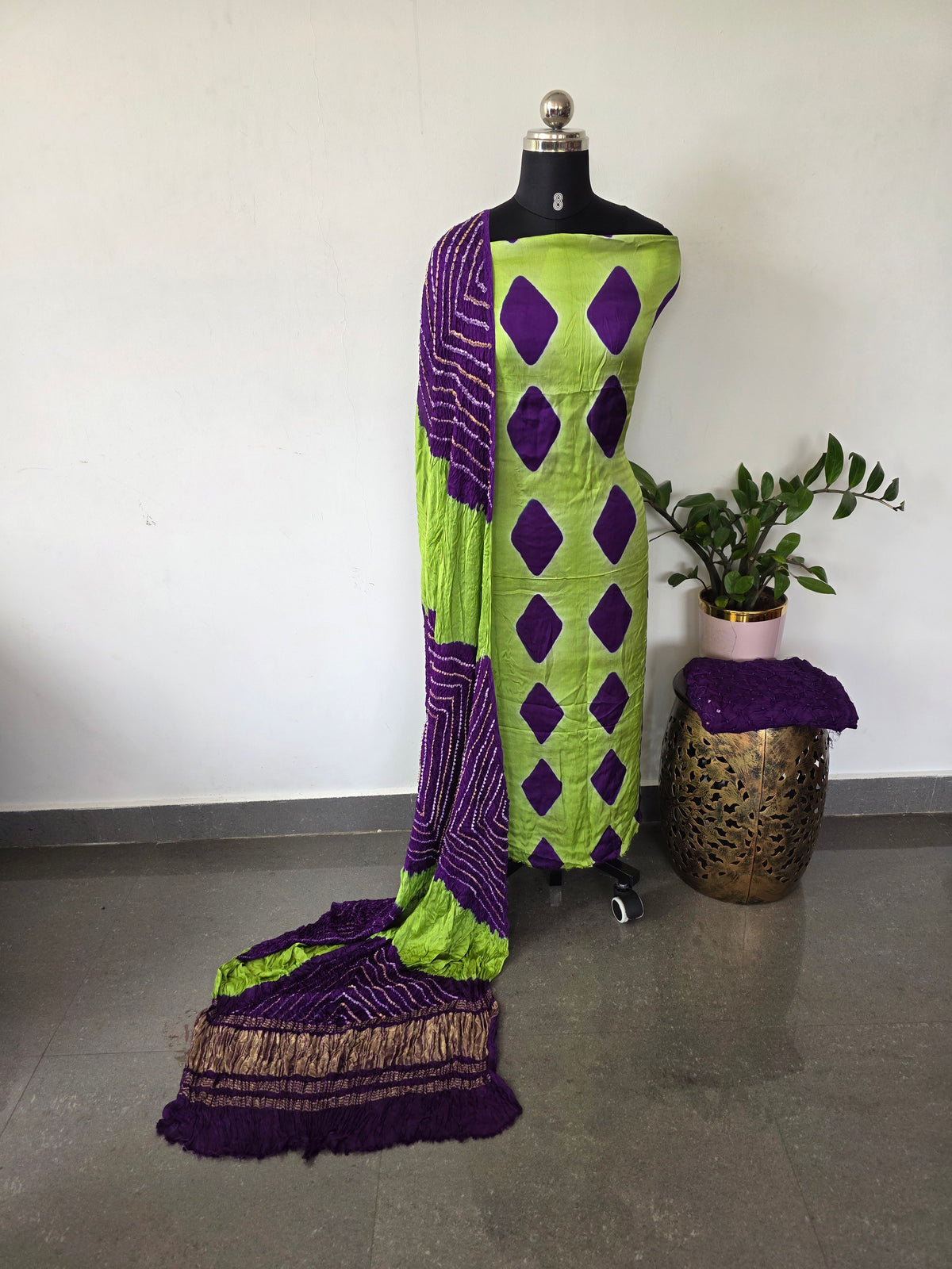 Handcrafted clap-dyed bandhani modal salwar set -BN210