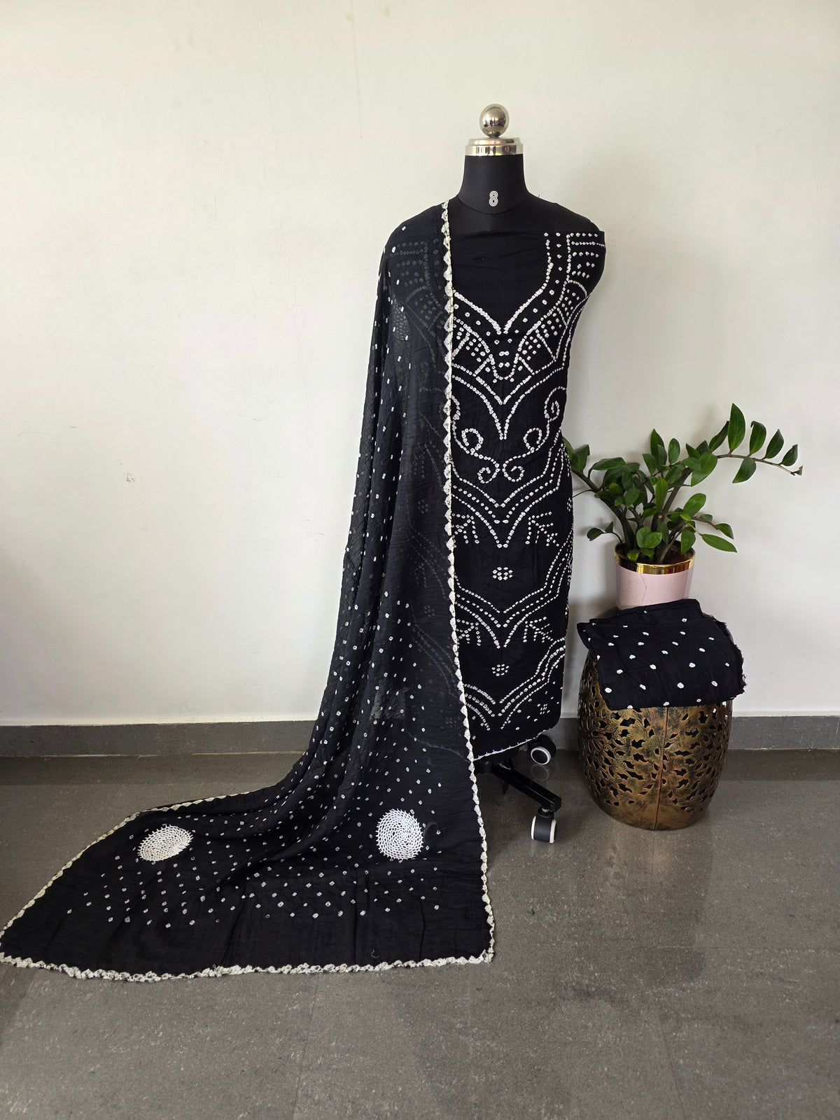 Handcrafted crochet bandhani cotton set -BN232