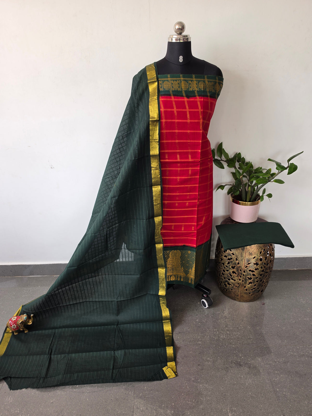 Madurai Sungudi Gopuram border salwar set-MS155