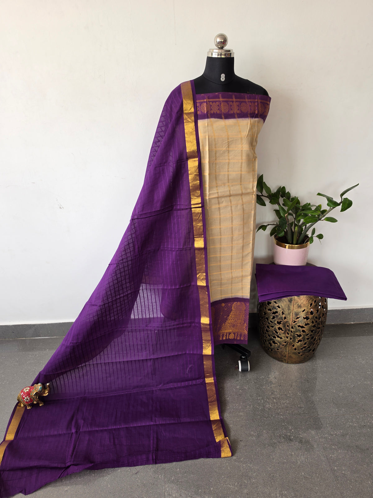 Madurai Sungudi Gopuram border salwar set-MS151