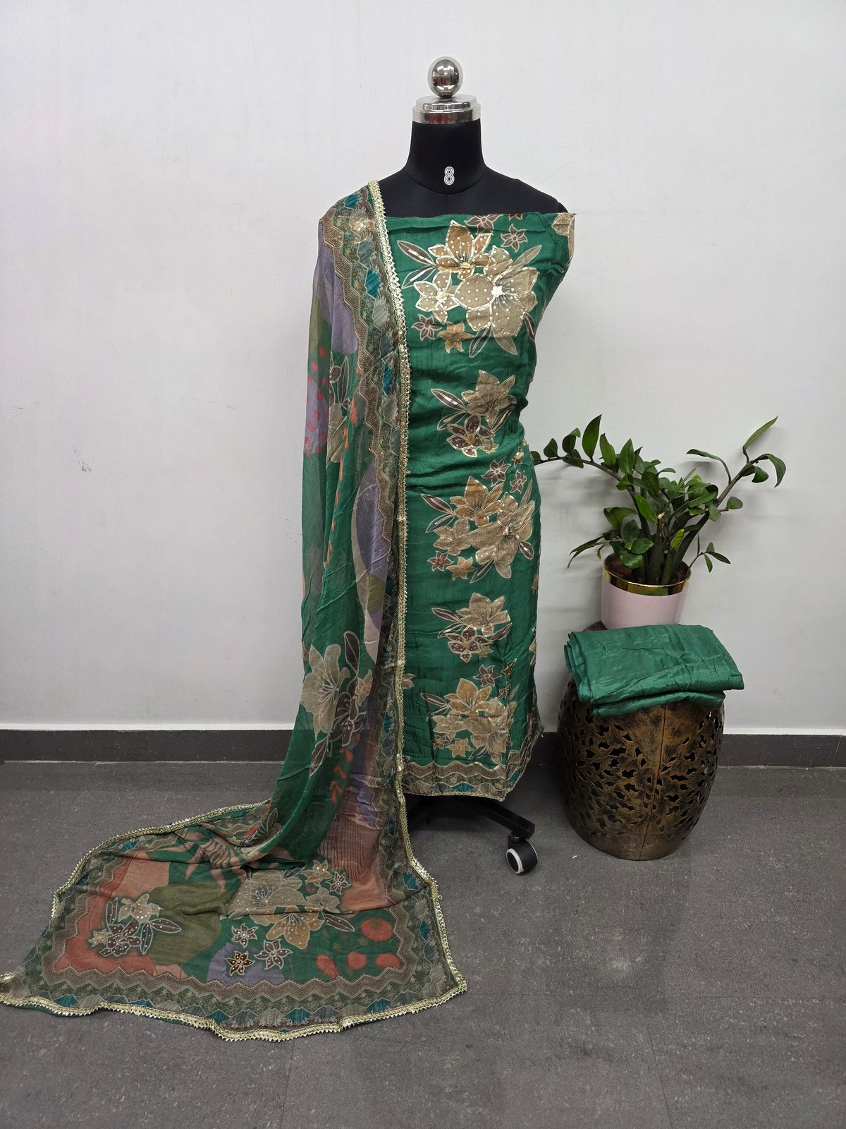 Pure natural digital crepe handwork silk set- FC95
