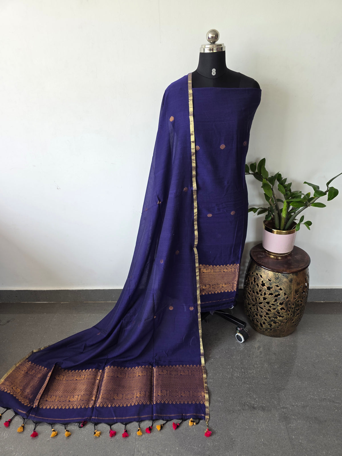 West bengal Handwoven mul khadi cotton jamdhani set - JM13