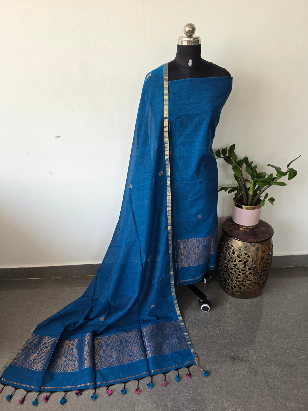 West bengal Handwoven mul khadi cotton jamdhani set - JM26
