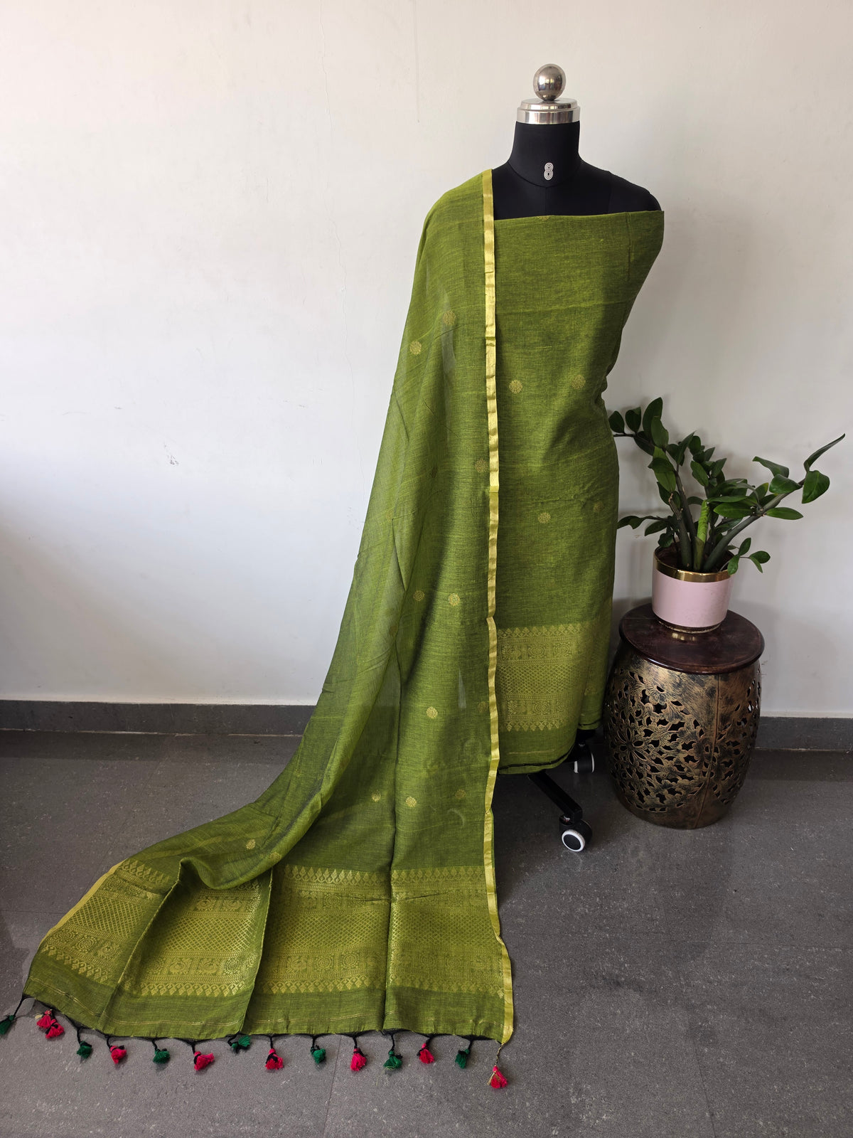 West bengal Handwoven mul khadi cotton jamdhani set - JM23