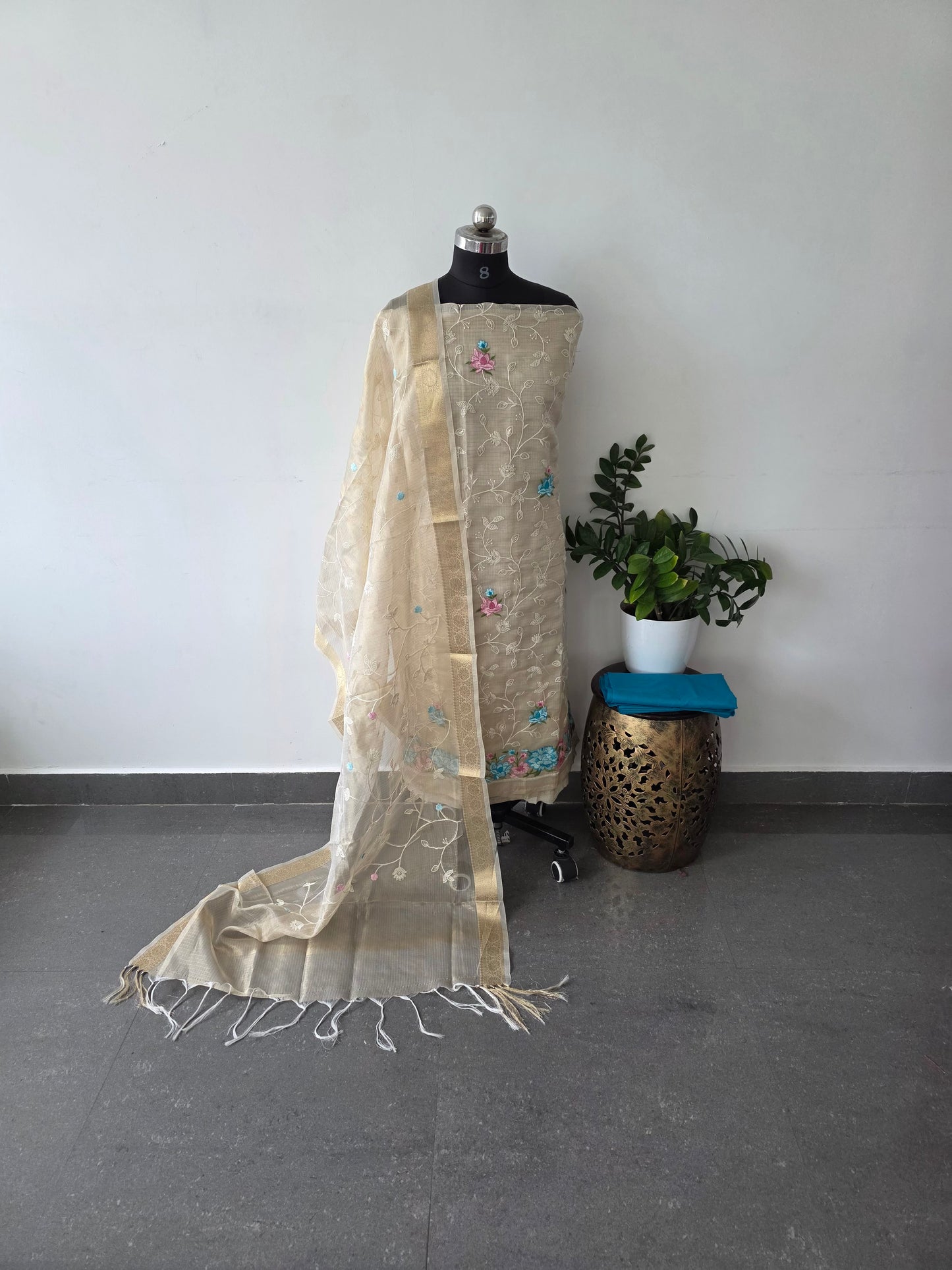 Kota shimmer embroidery silk set - CLA207