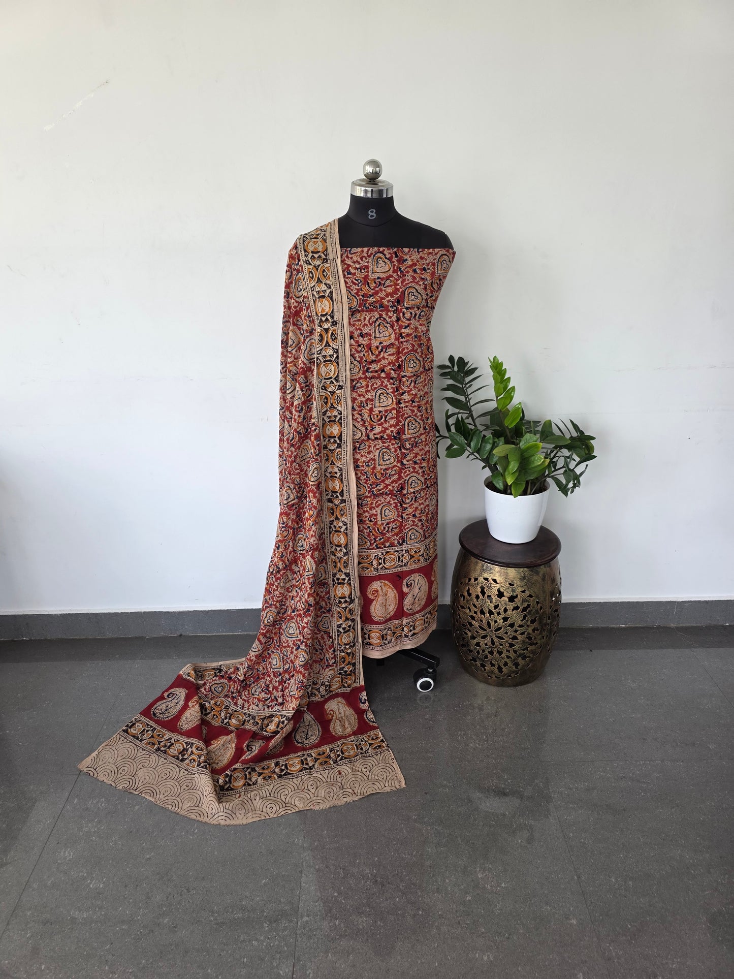 Handblock pure kalamkari cotton with border - HK2