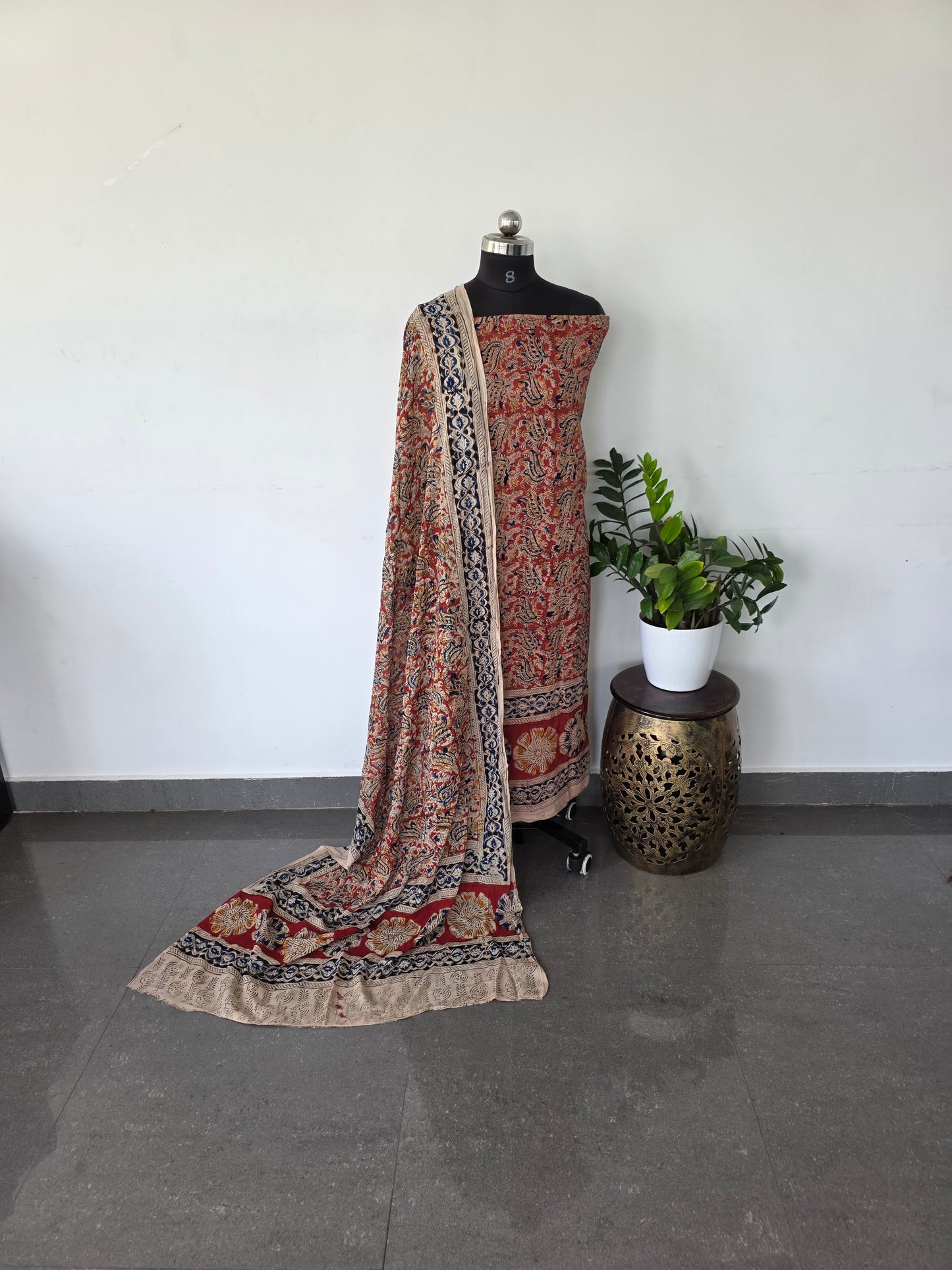 Handblock pure kalamkari cotton with border - HK7