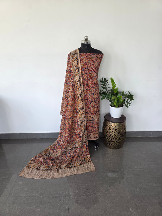 Handblock pure kalamkari cotton with border - HK12
