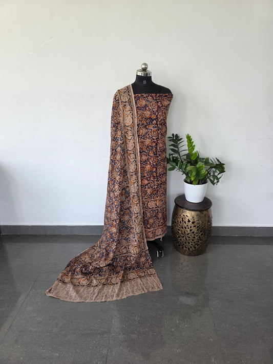 Handblock pure kalamkari cotton with border - HK15