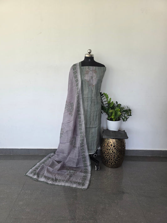 Soft linen set with jari lines - SL4