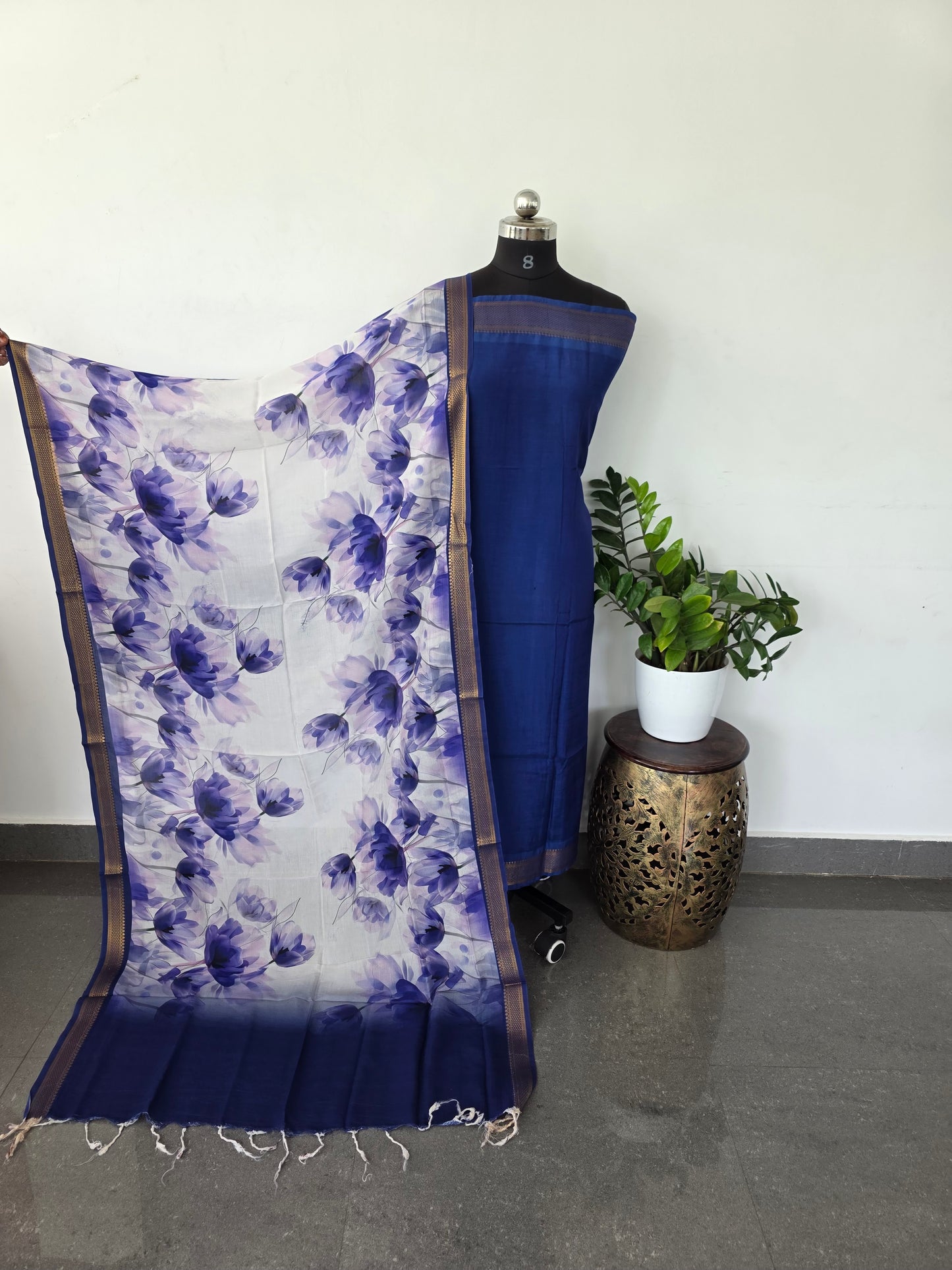 Pure chennuri silk top with pure soft mangalagiri digital silk shawl- CD6