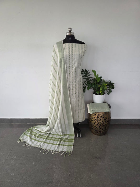 Pure cotton set with jacquard weave - green