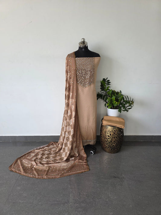 Party wear bandhani muslin silk top with mirror work - Mirror4