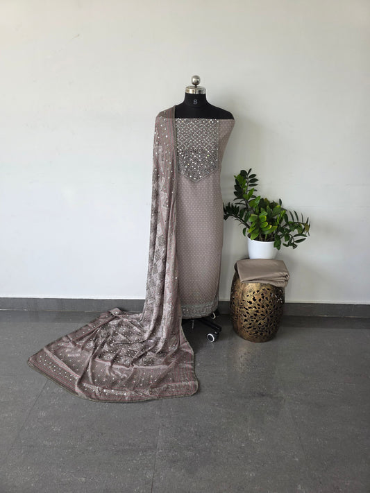 Party wear bandhani muslin silk with mirror work - Mirror 2