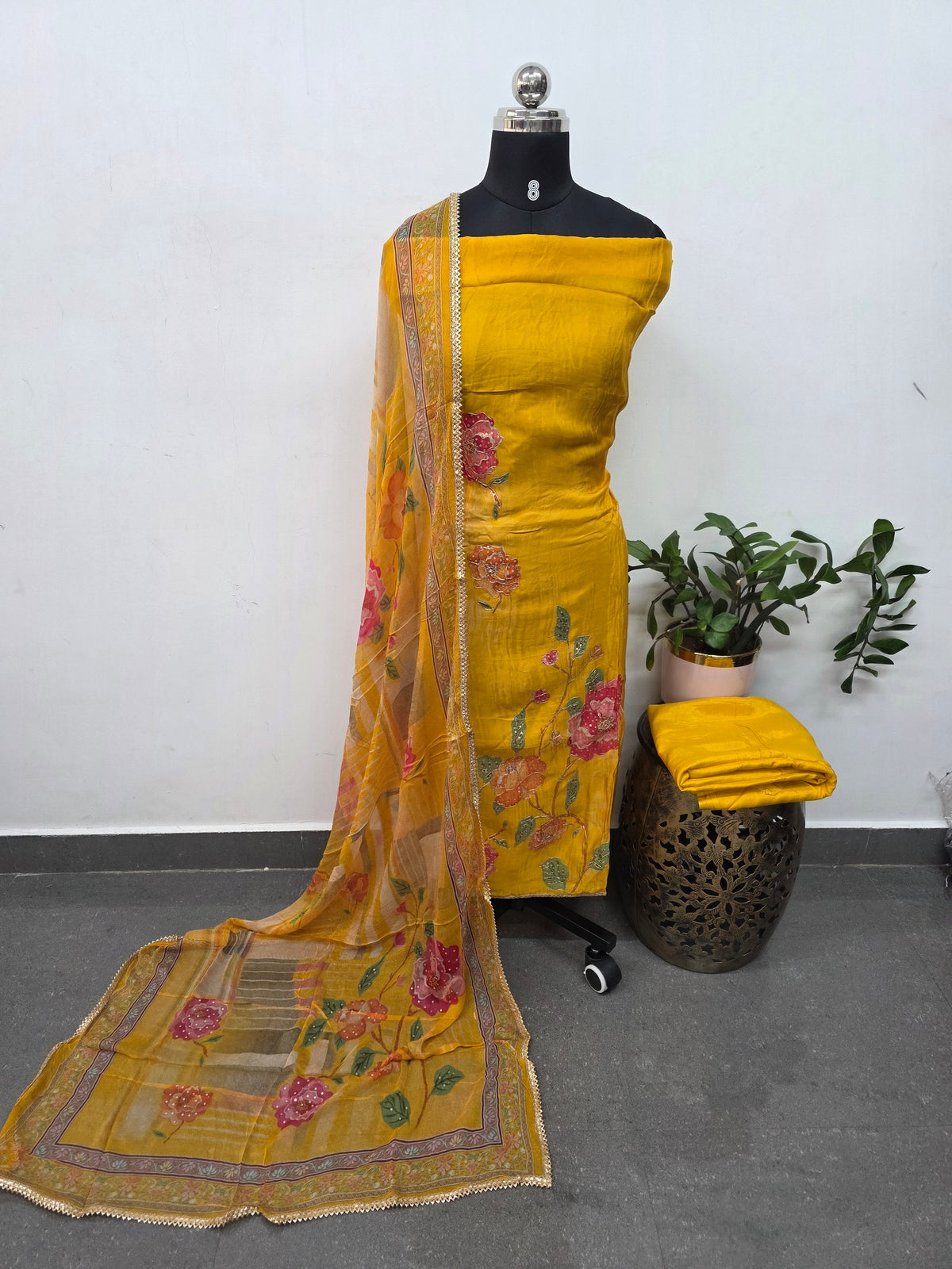 Glass organza viscose handwork silk set -FC62