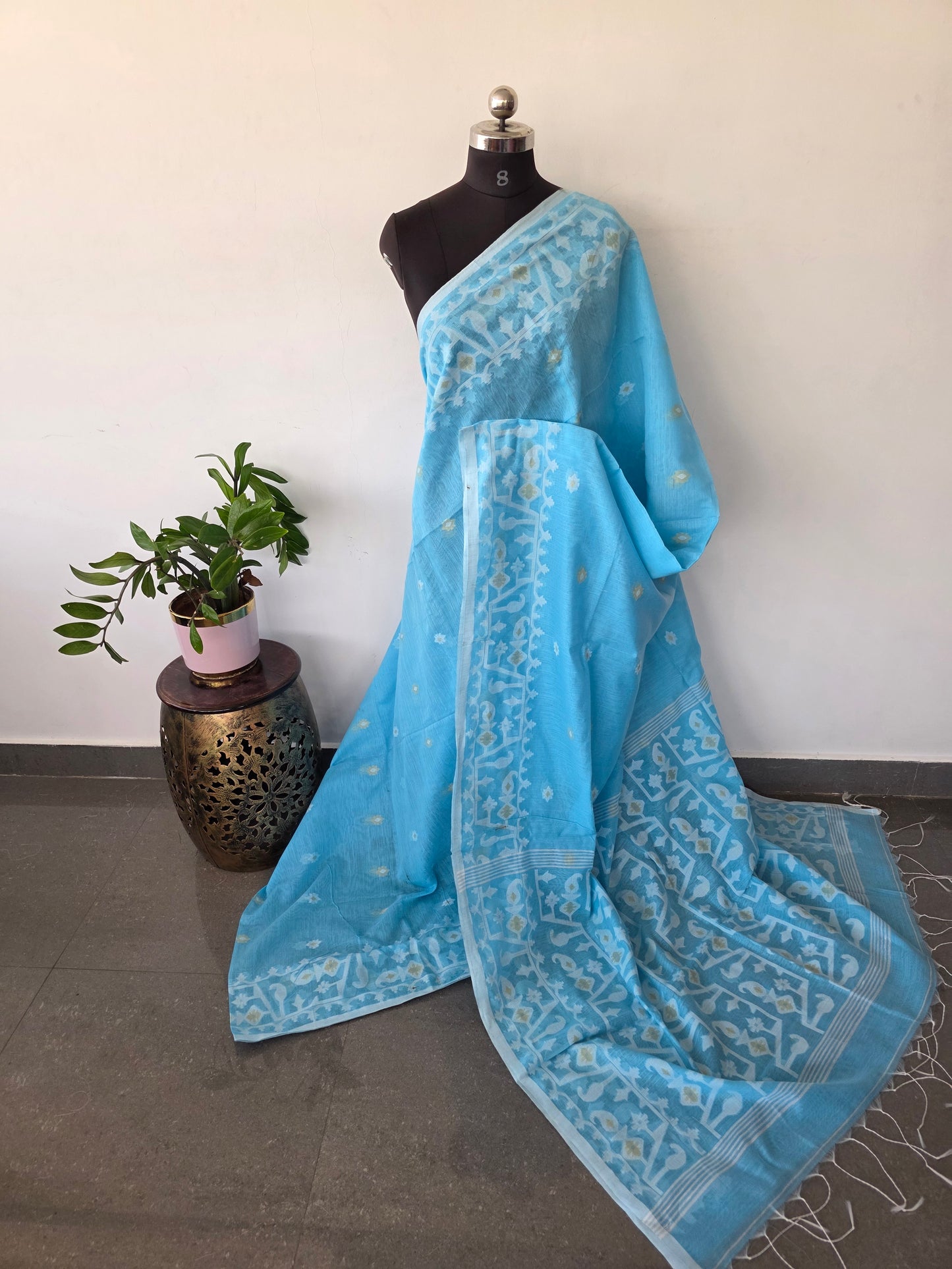 Silk cotton jamdhani saree - BB476