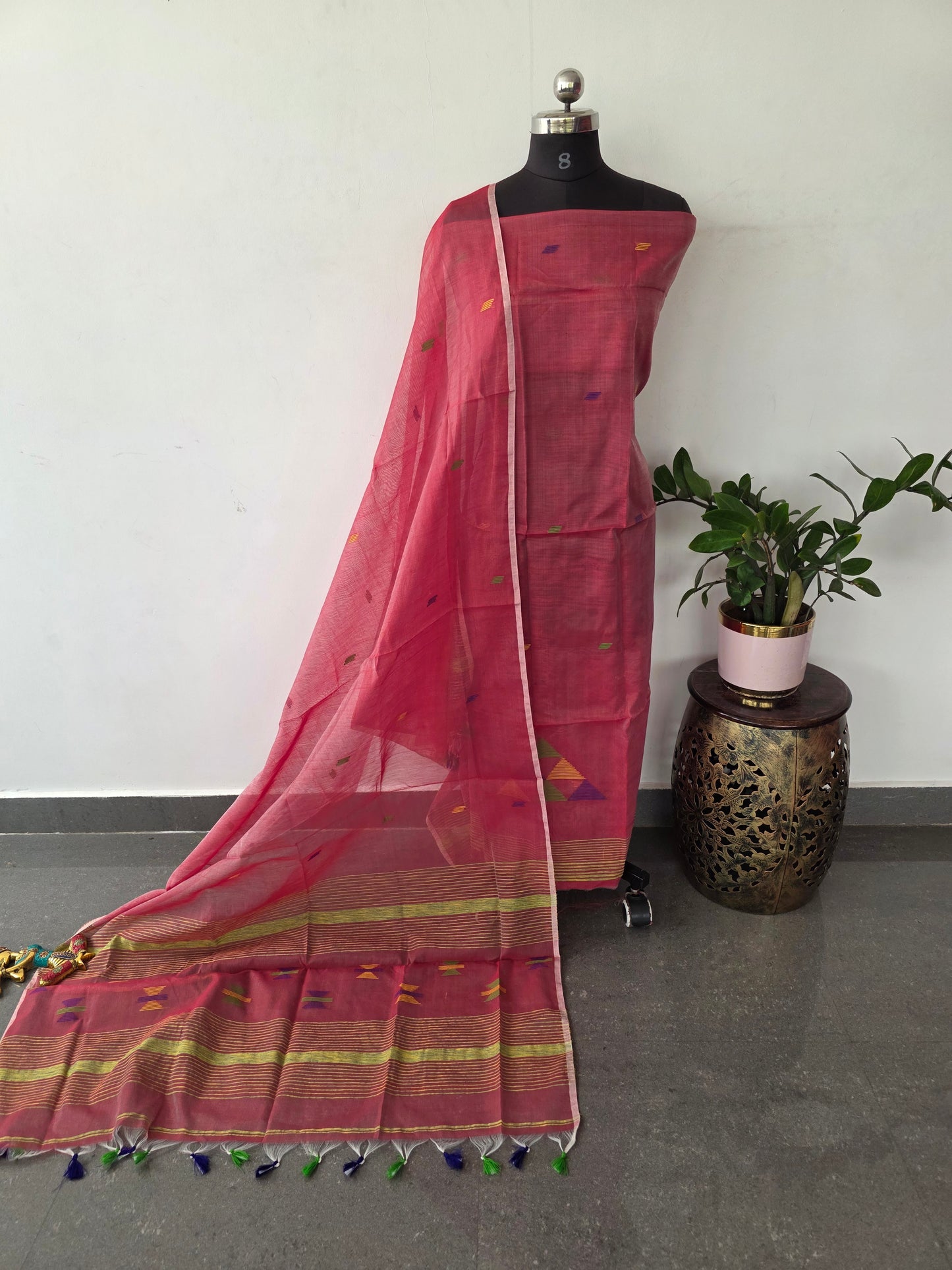 Semi muslin jamdhani salwar set - JMM475
