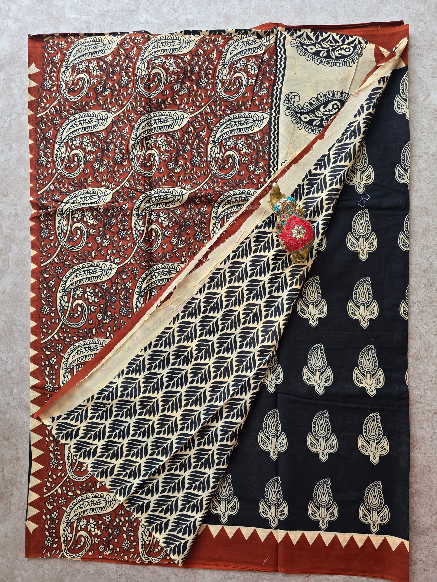 Handblock Jaipuri pure cotton saree - JS4