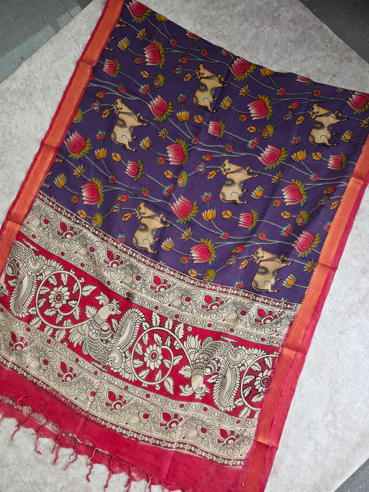 Pure chennuri kalamkari silk duppatta - 26