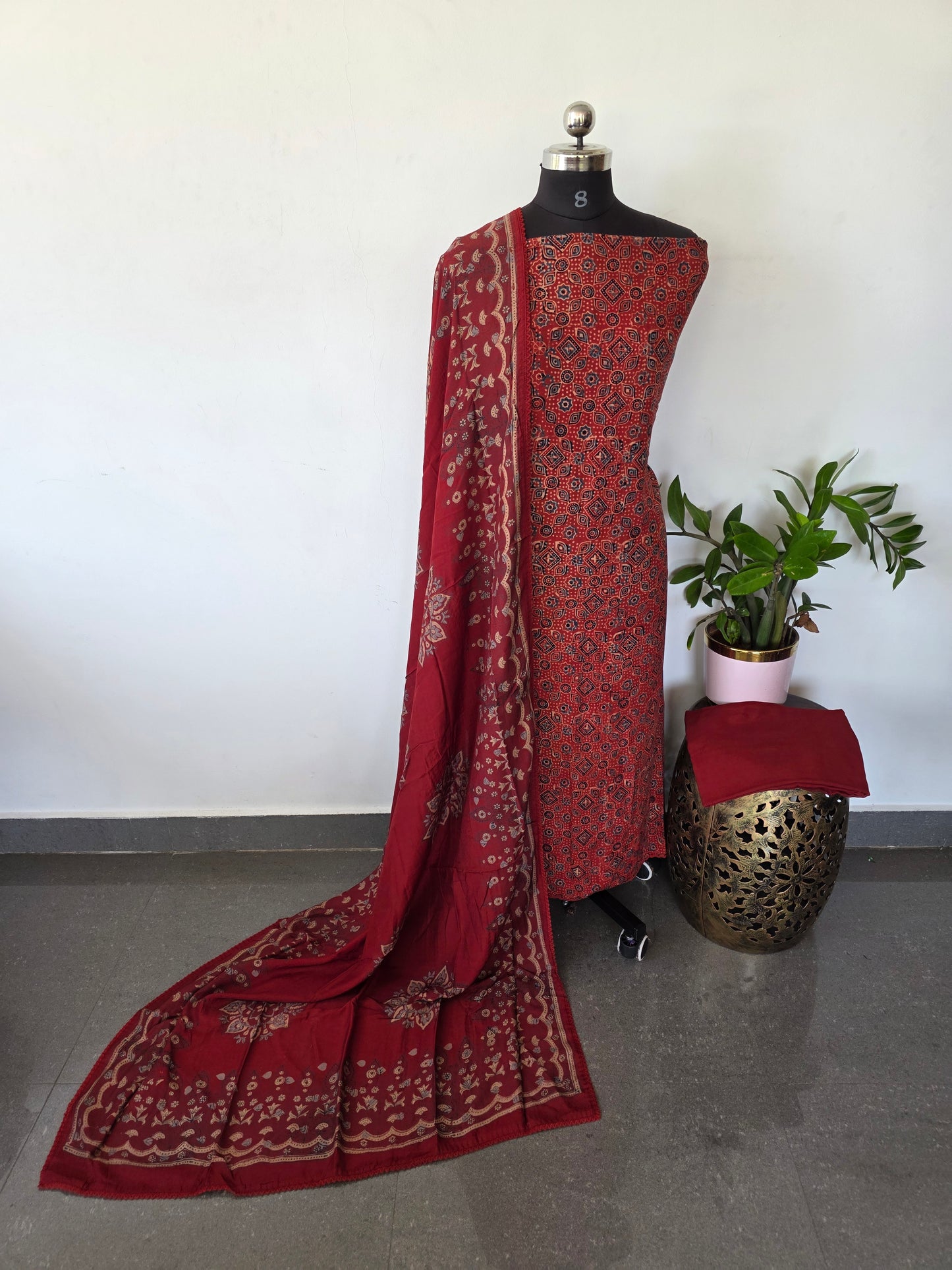 Modal ajrakh silk set - JA779