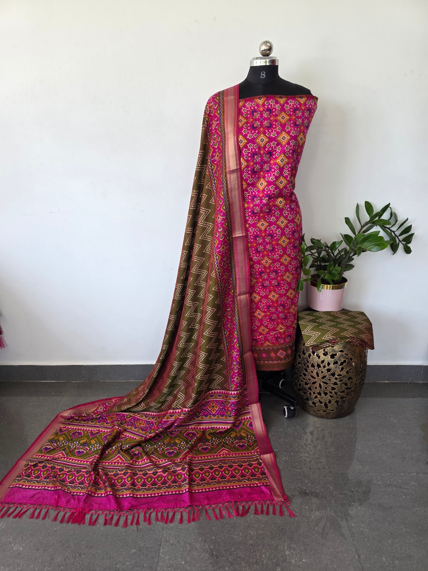 Premium semi Patola silk set - PK111