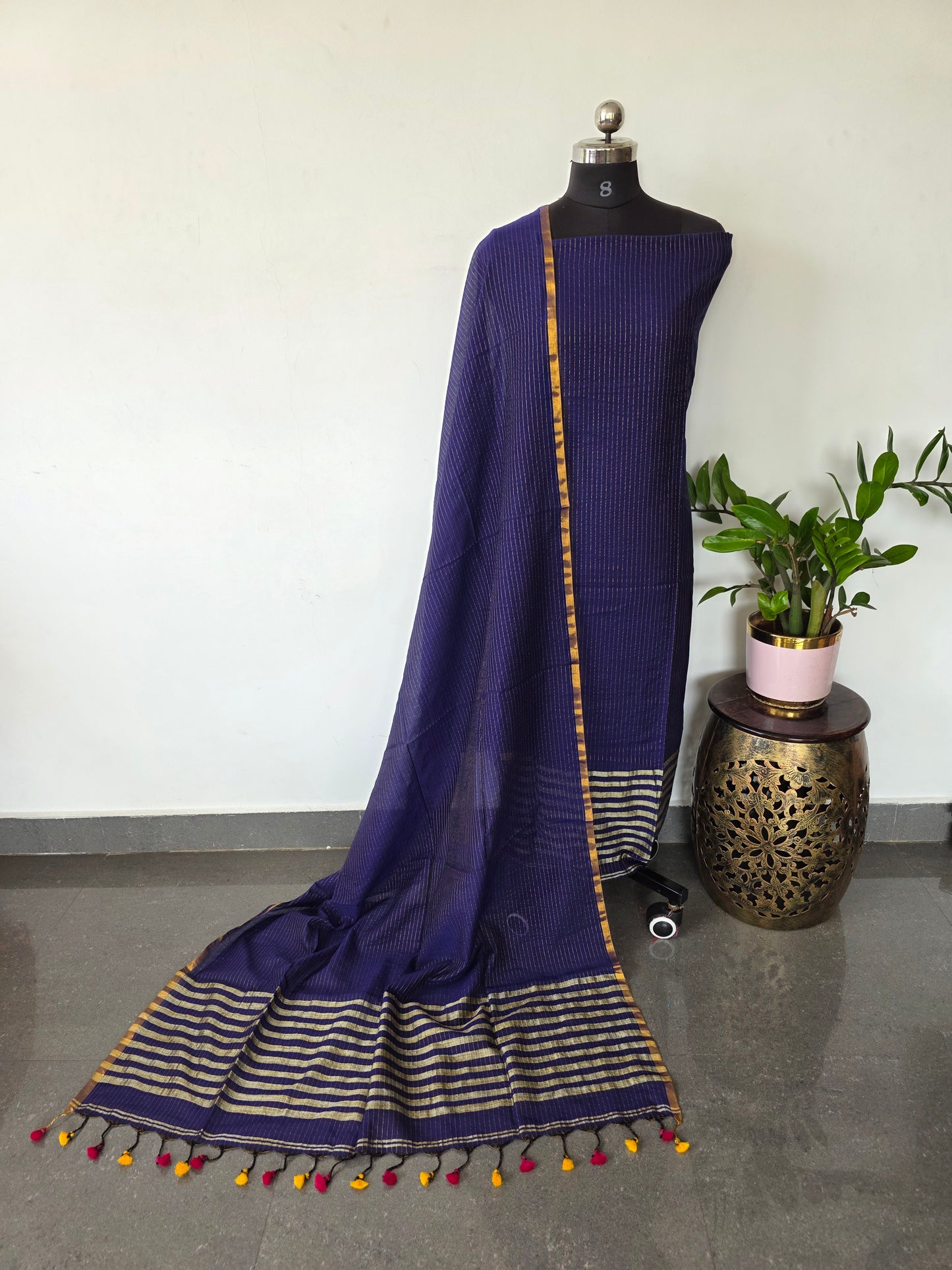 Premium mul khadi zari lines salwar set - MUL305