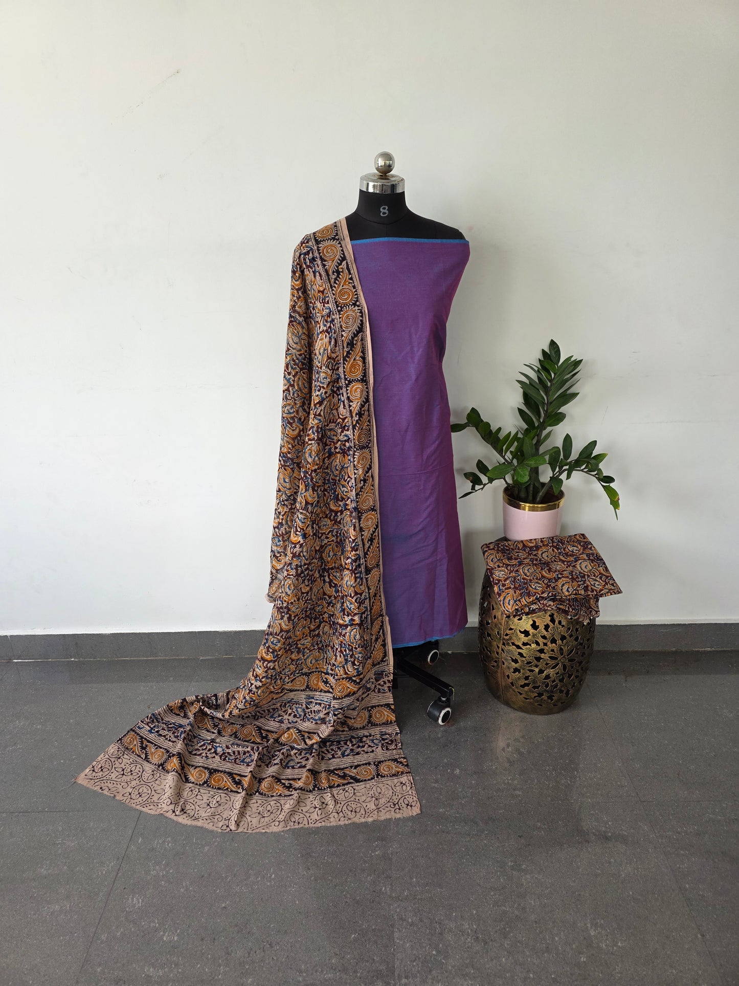 Handblock pure kalamkari cotton set  - HA2