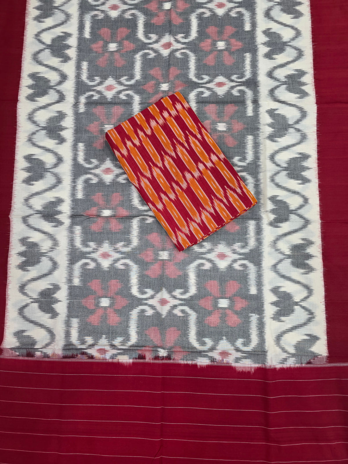 Ikkat cotton with Handloom Mercerised ikkat duppatta - WW873
