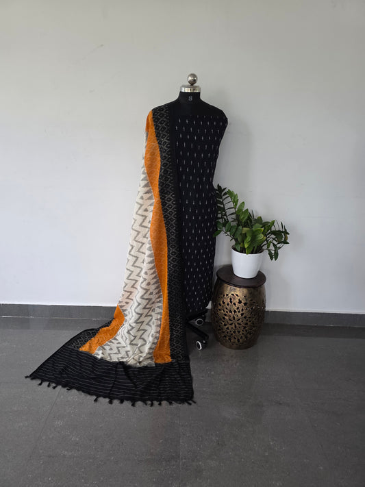 Mercerised ikkat cotton top  double ikkat cotton shawl MI7