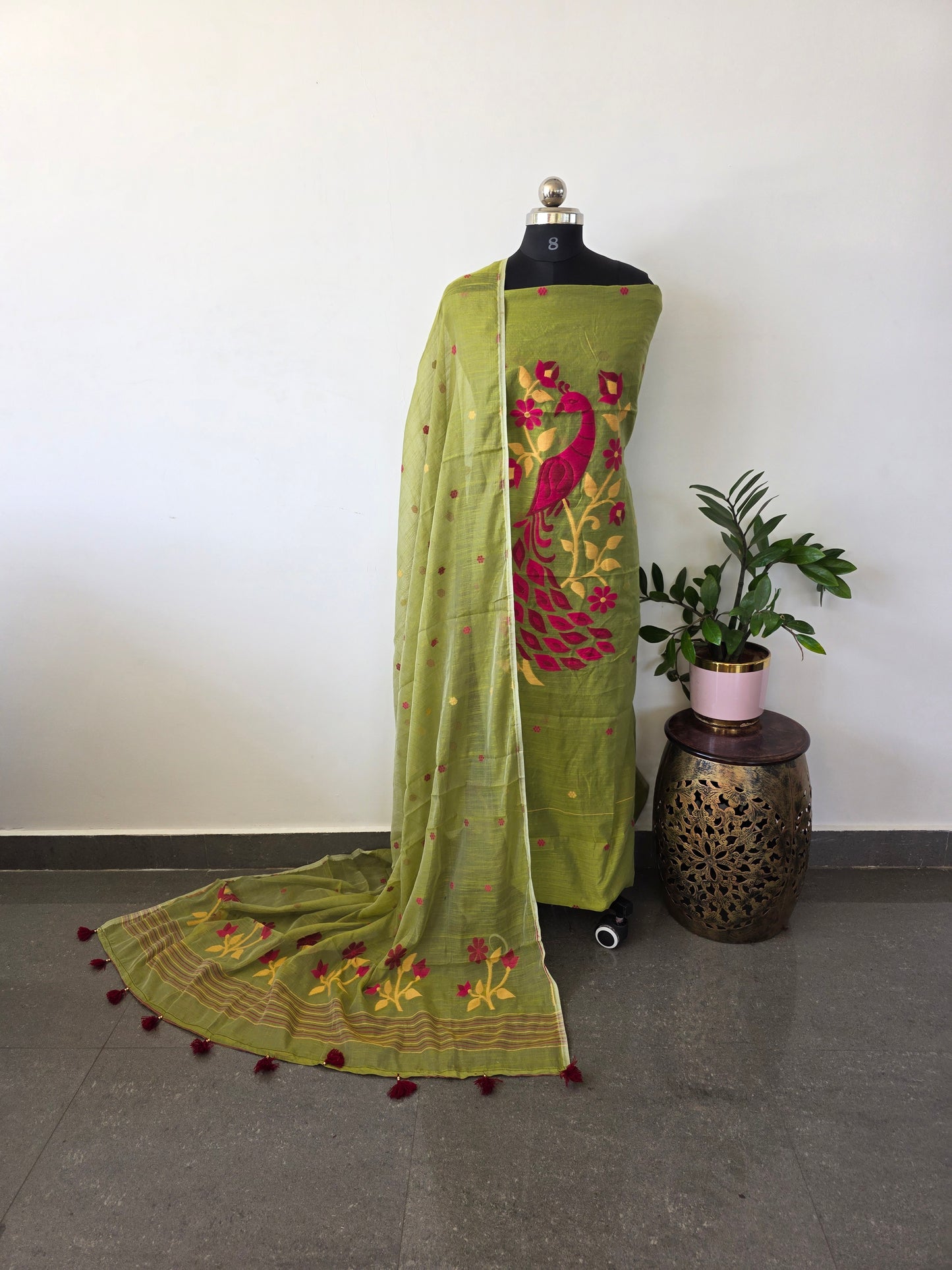 Premium silk cotton jamdhani set - AV65