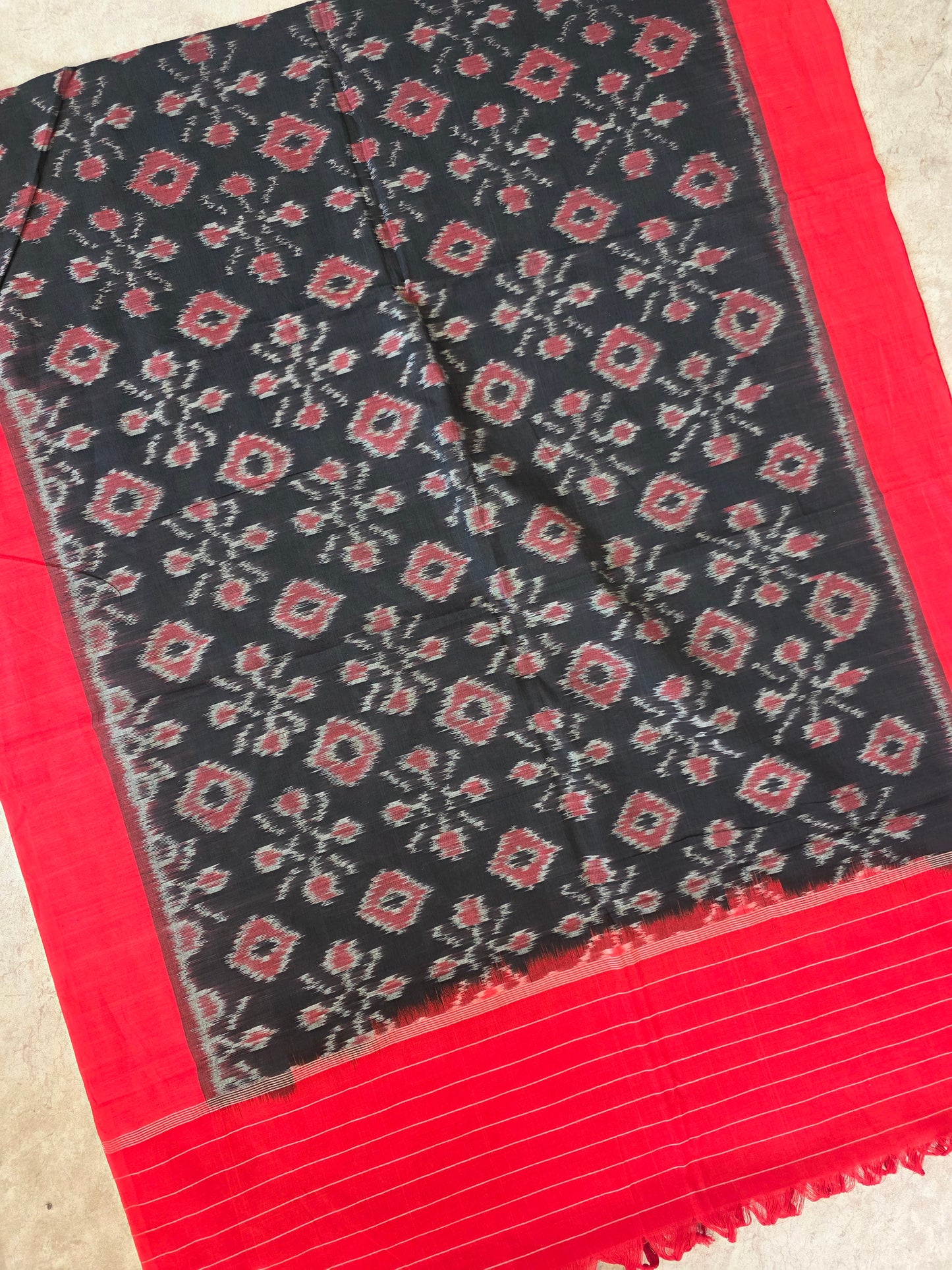 Handloom mercerised weft ikkat duppatta - KK143