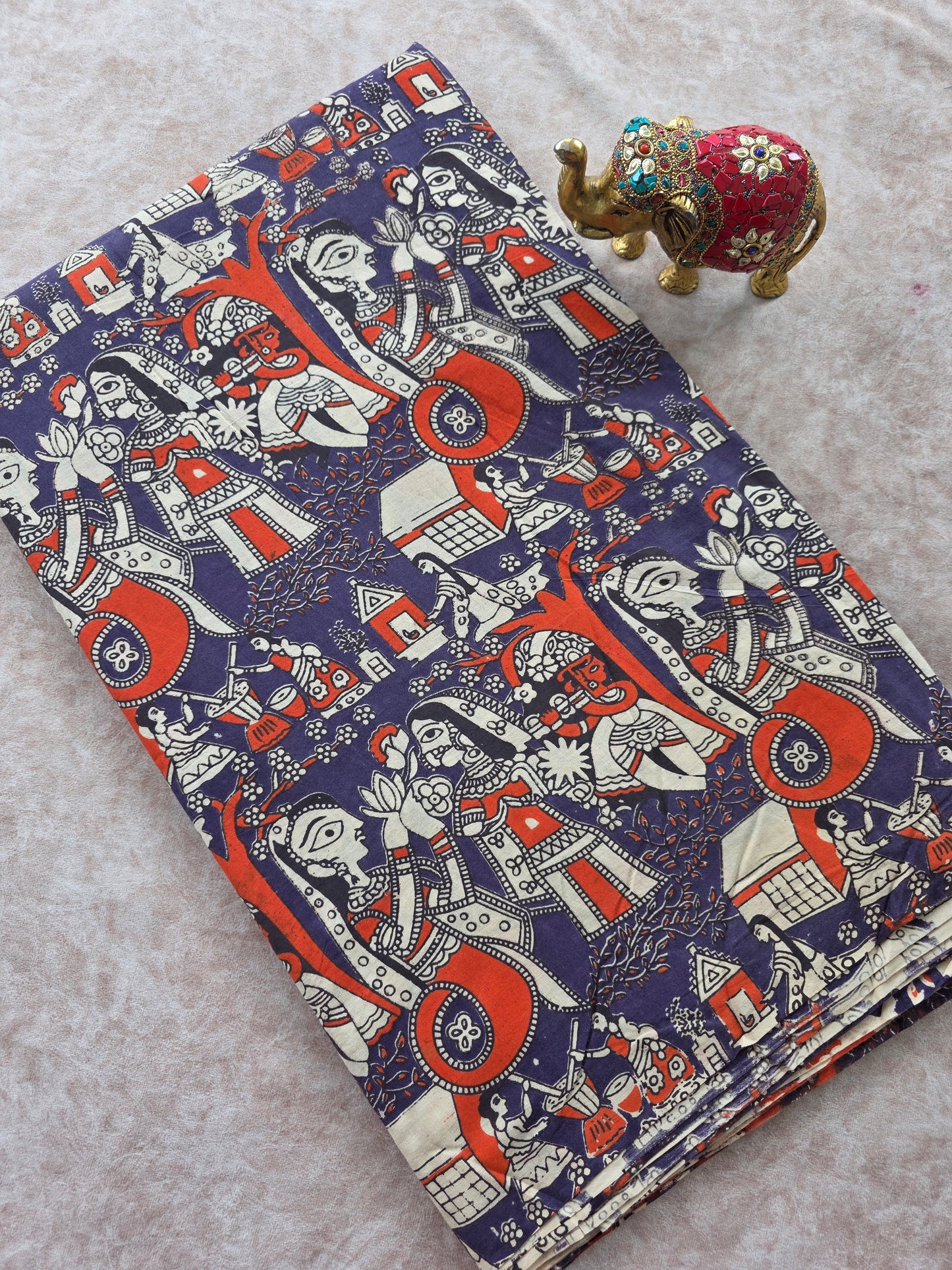 Pure kalamkari cotton running material (1 meter)- KM36