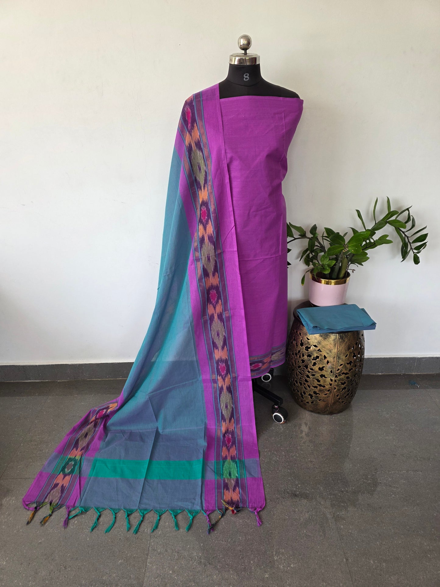 Pochampally border south cotton set- PCS32