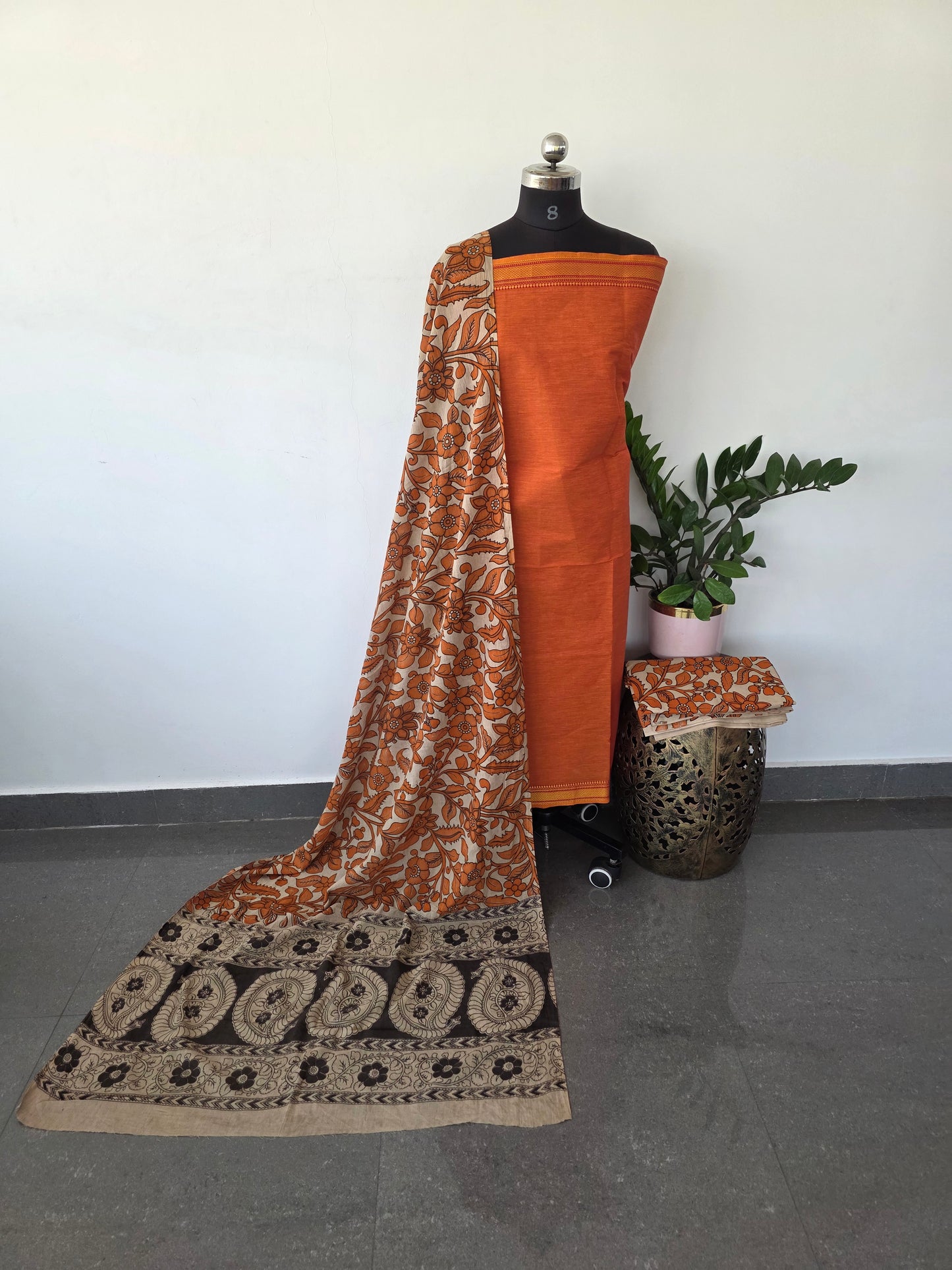 Fusion mangalagiri cotton with kalamkari salwar set - AK36