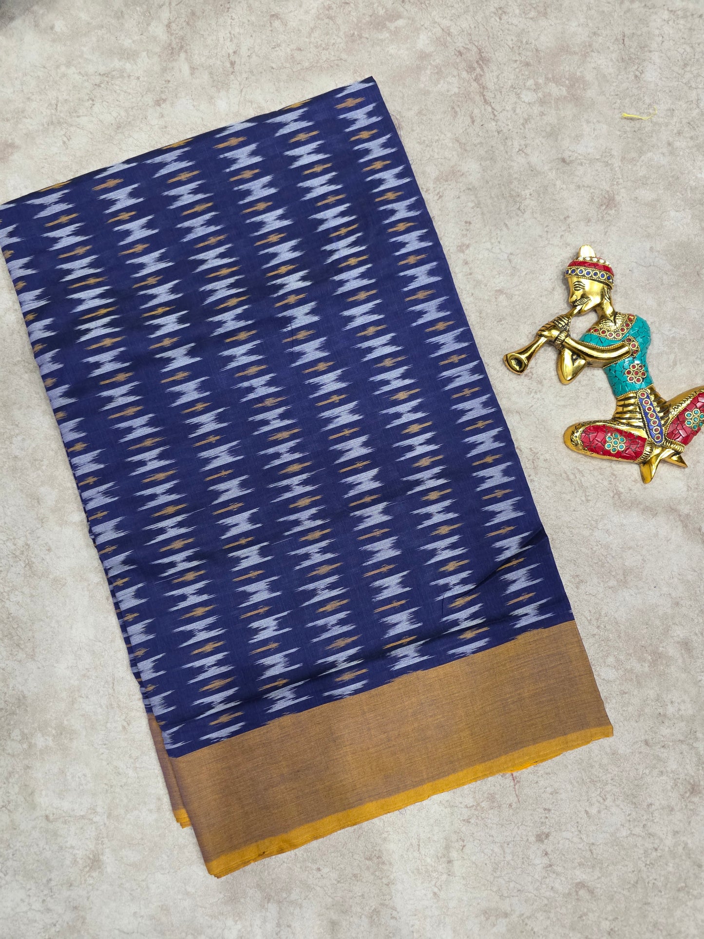 Mercerised warp ikkat saree - NV388