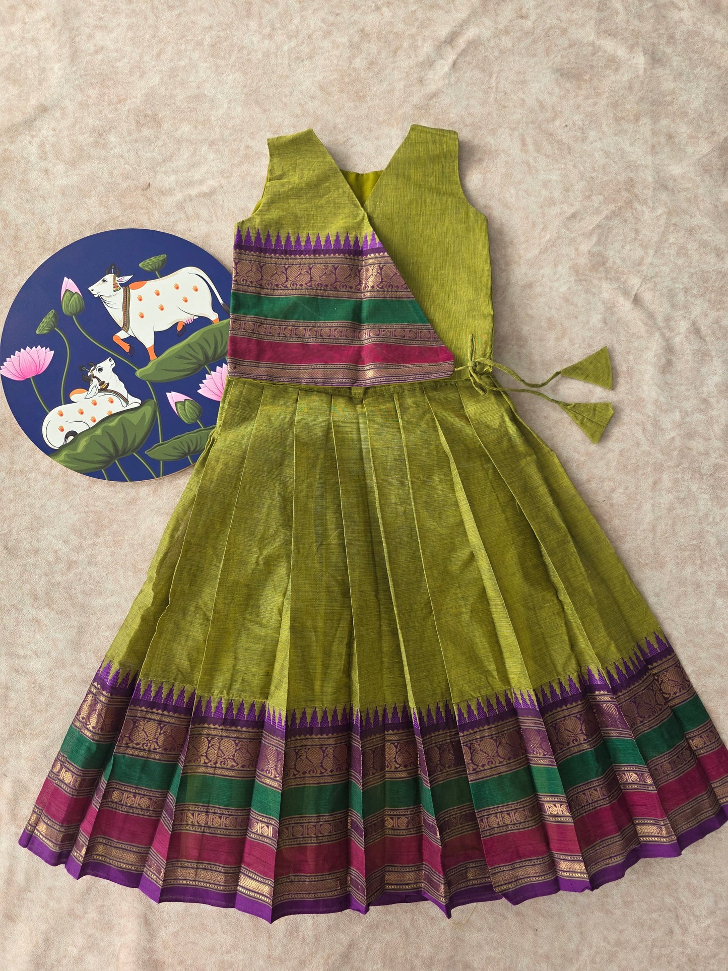 Chettinadu cotton pavadai set (Angrakha pattern) - KH3