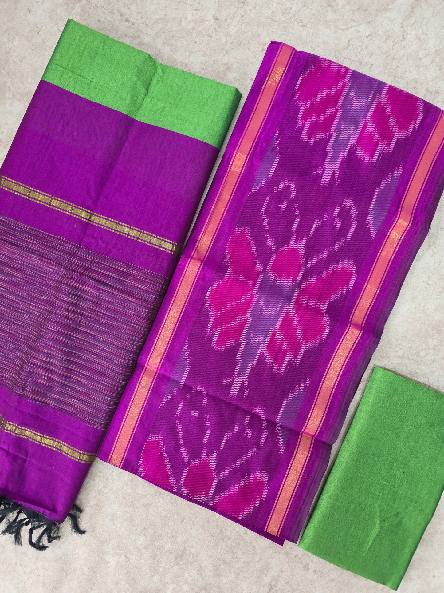 Pochampally sico set with ikkat damn -Sz304