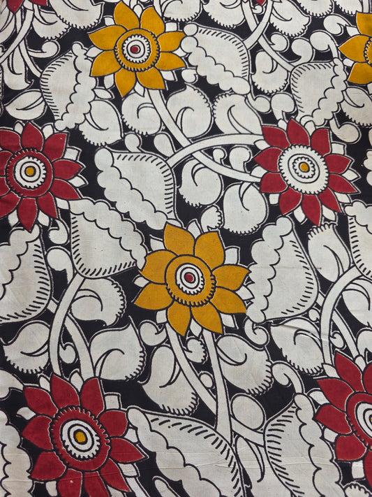Pure silk kalamkari running material (1 meter)- KM74