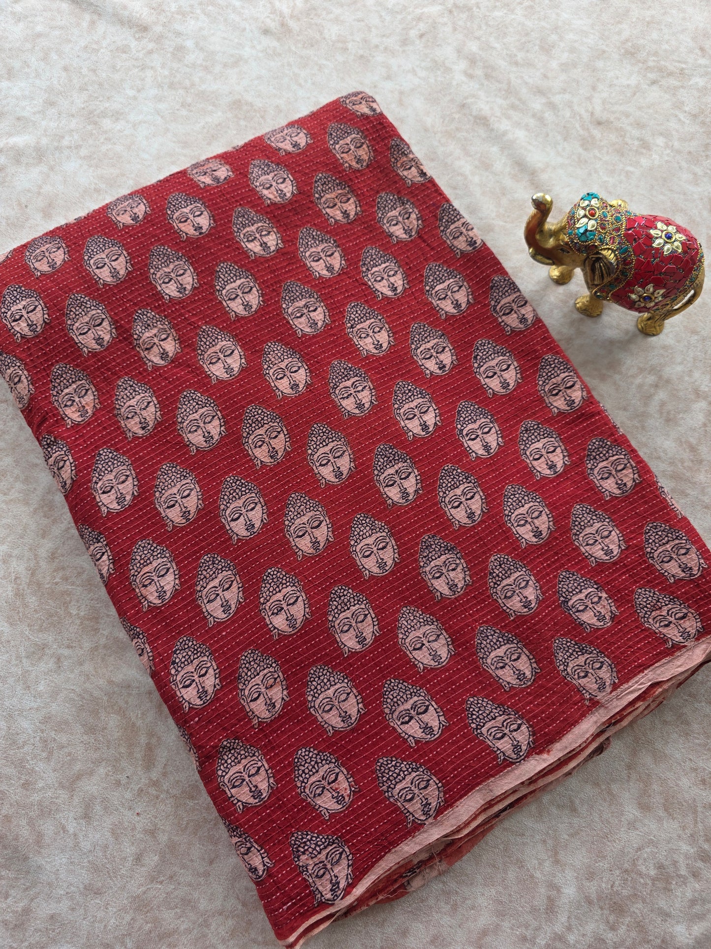 Pure kalamkari Kantha cotton running material (1 meter) - KM61