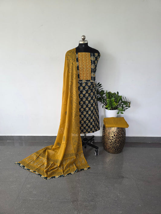 Pure cotton set with ajrakh print set -219