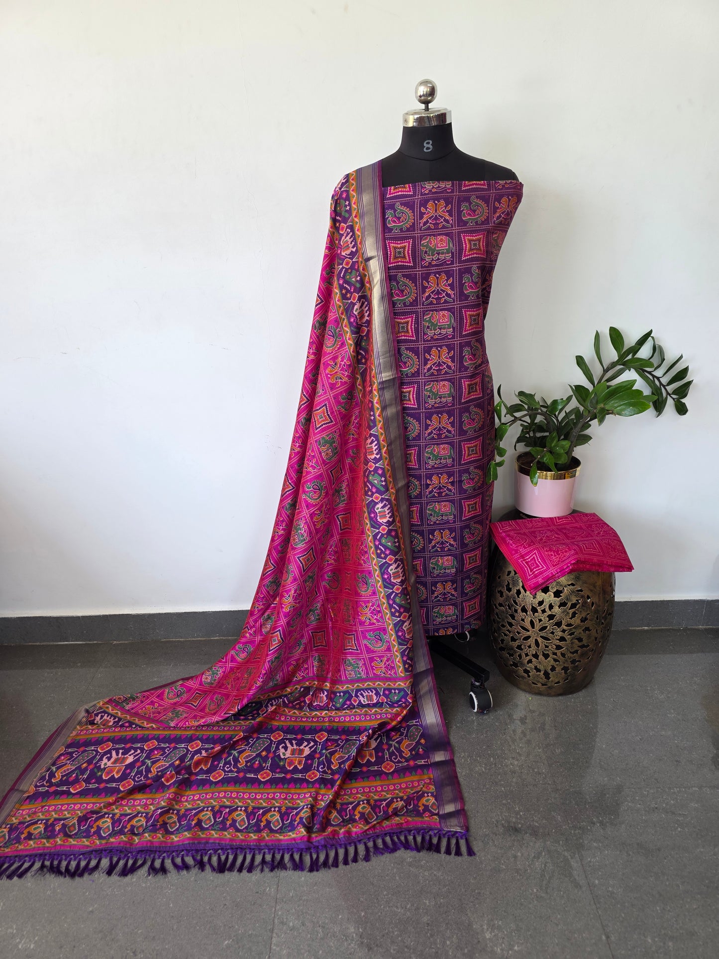 Premium semi Patola silk set - PK109