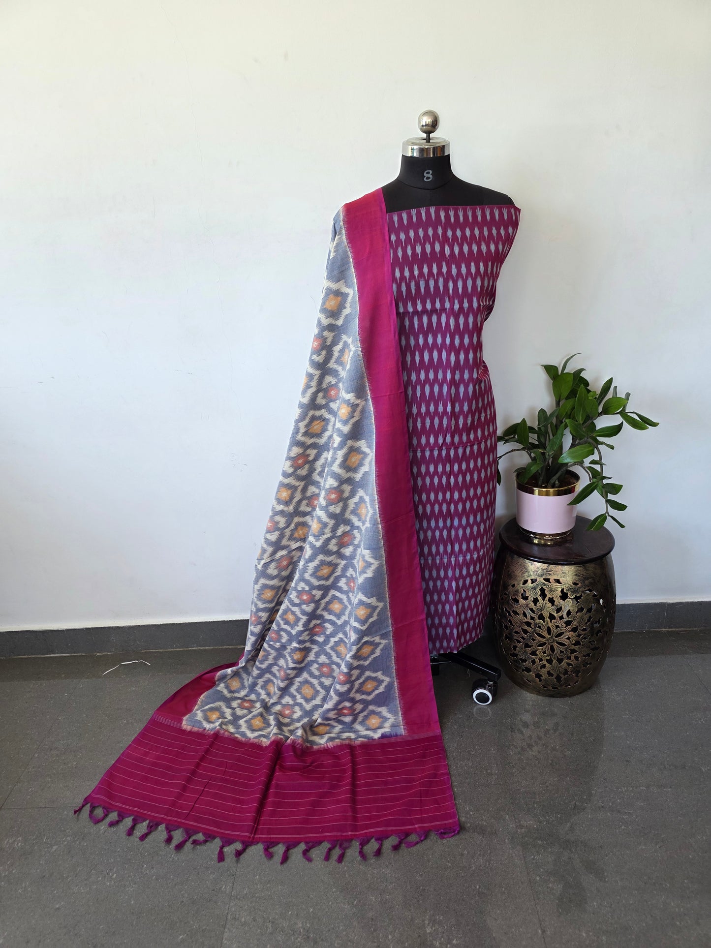 Handloom Mercerised ikkat cotton salwar set - KK102
