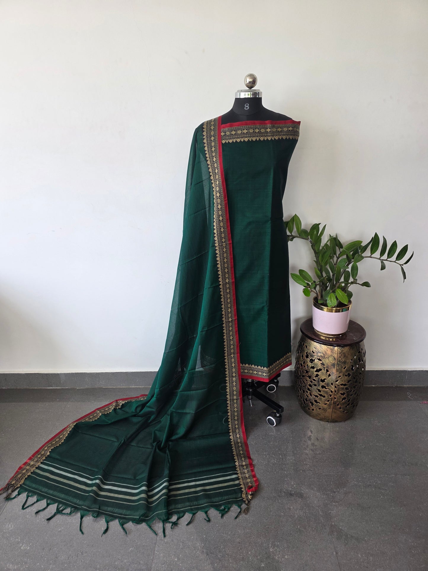 Mercerised narayanapet salwar set (4.5 meters)(green)- NA357