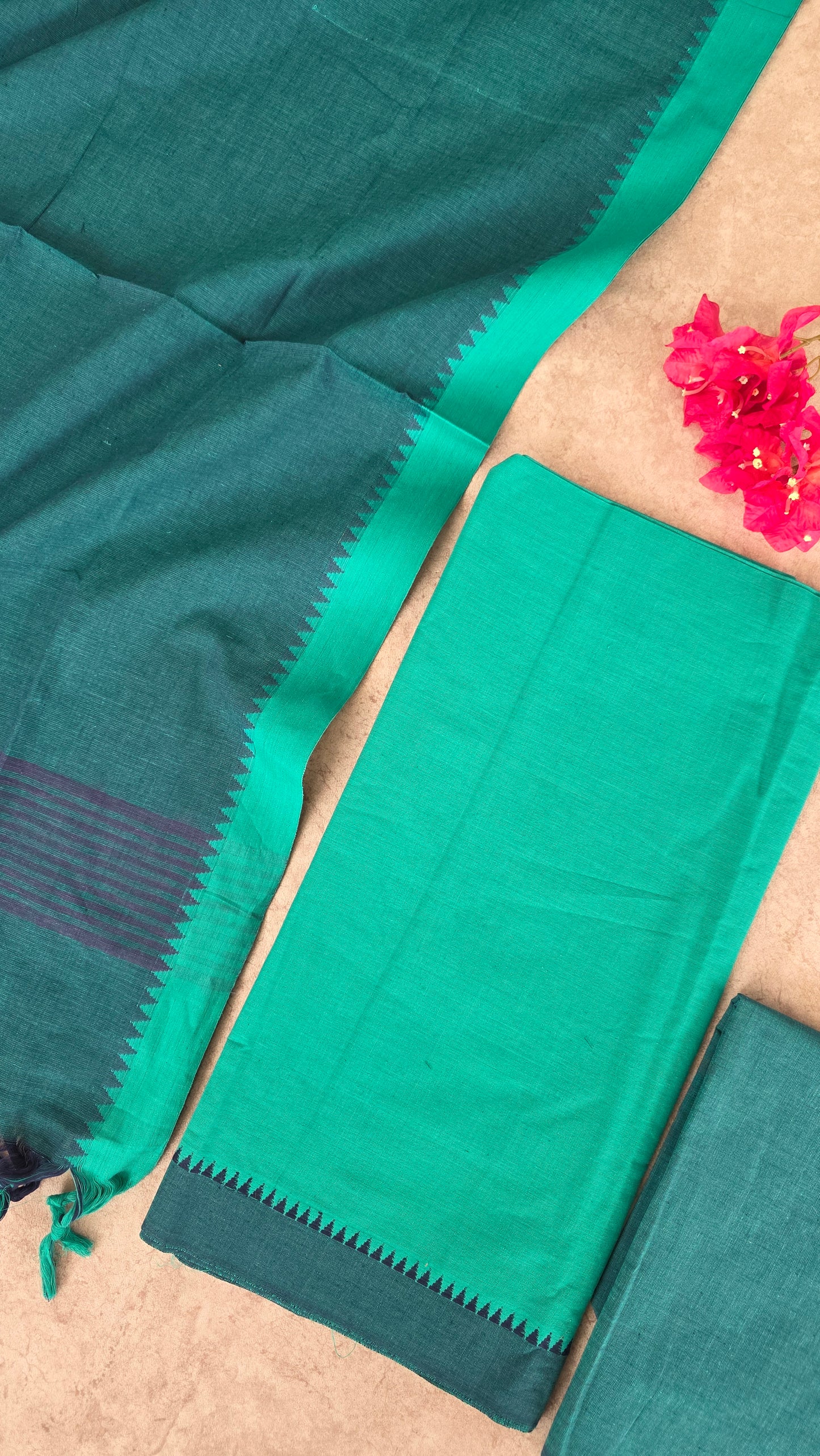 Pure handloom cotton with temple border - H34