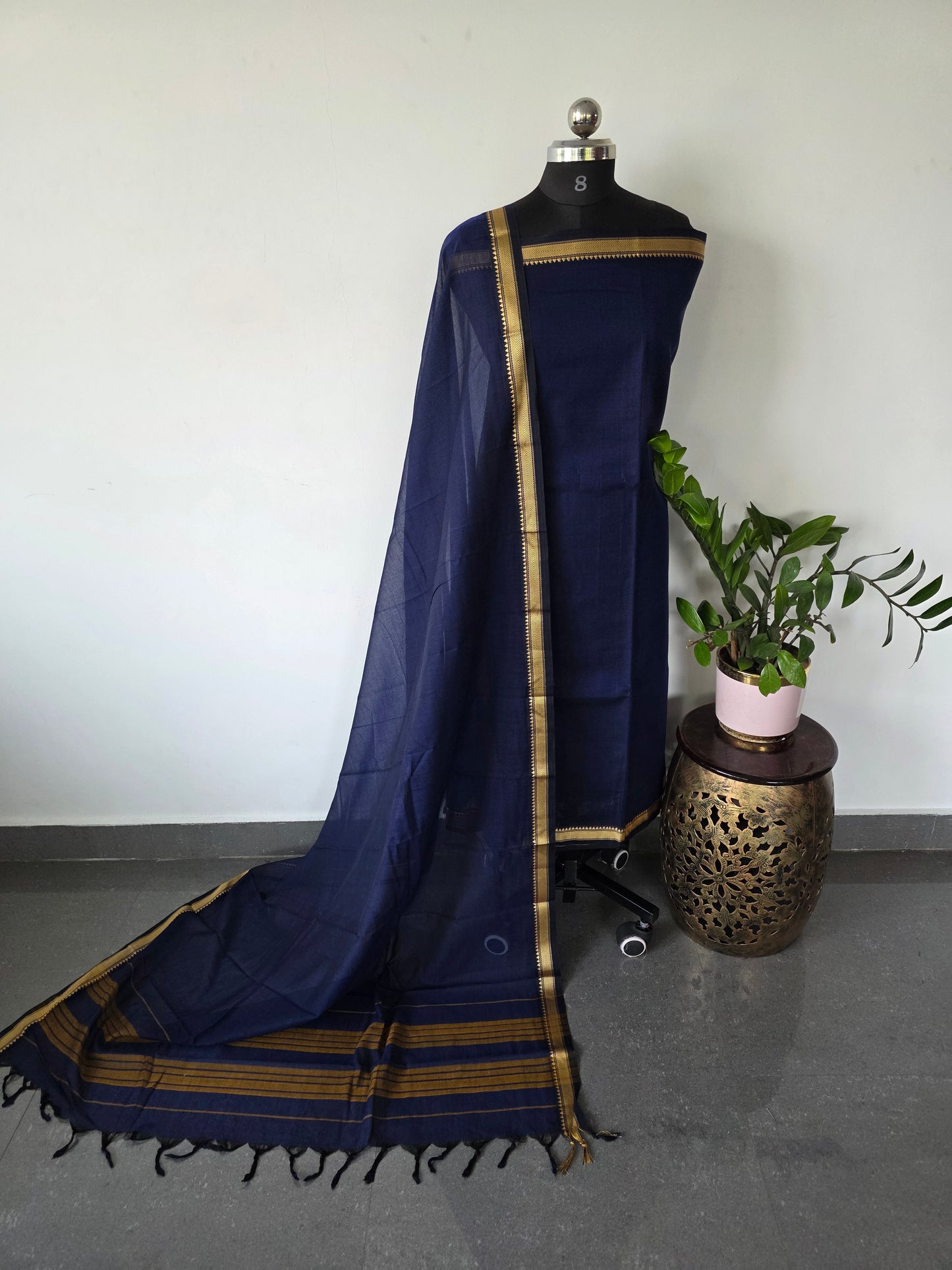 Mercerised narayanapet salwar set (4.5 meters)(blue)- NA295